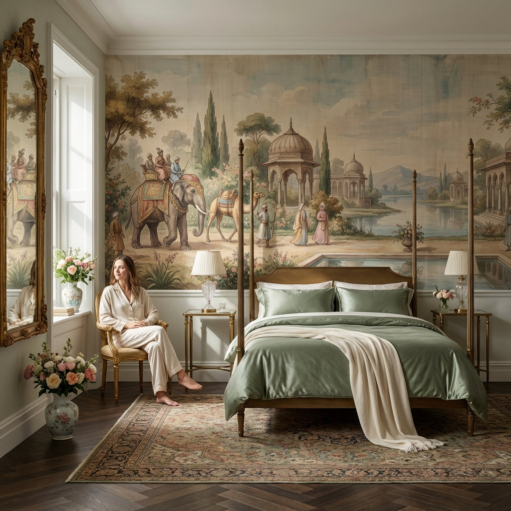 Cultural Landscape Wallpaper Vintage Serene Wall Mural