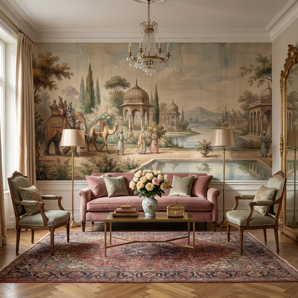 Cultural Landscape Wallpaper Vintage Serene Wall Mural