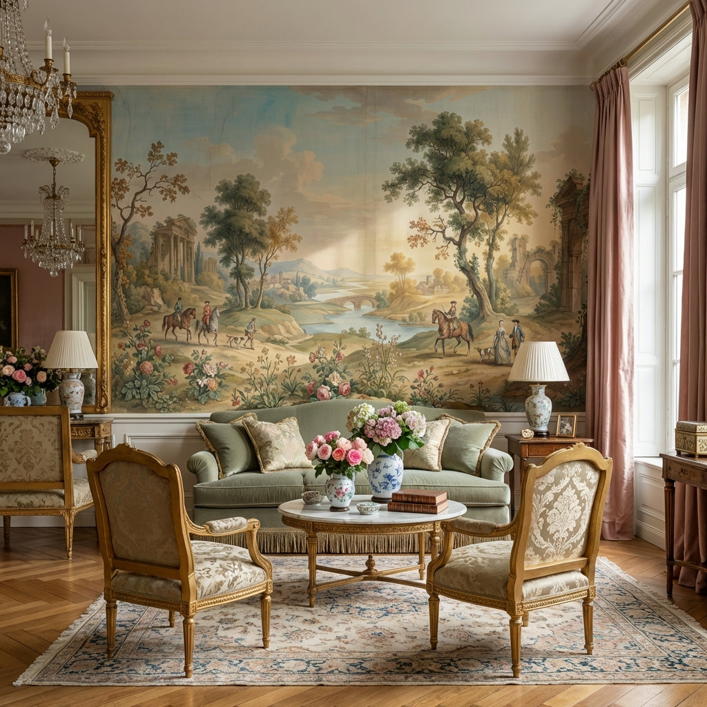 Pastoral Landscape Wallpaper Classical Serene Wall Mural