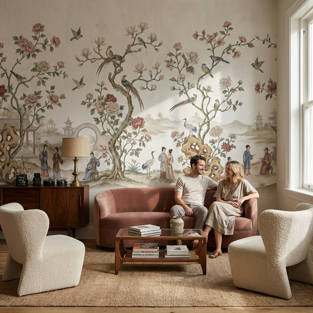 Traditional Nature Wallpaper Serene Asian Wall Mural