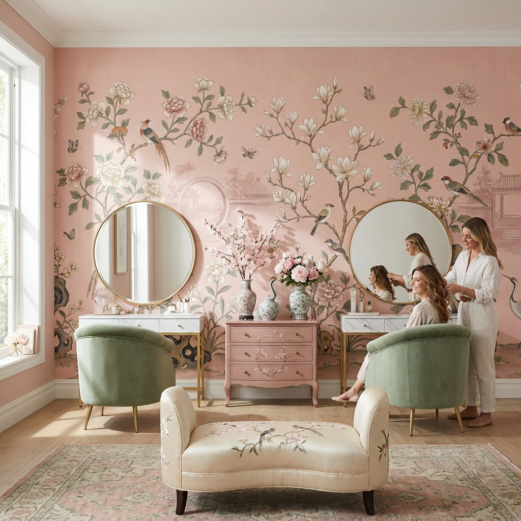 Oriental Wallpaper Birds Floral Wall Mural