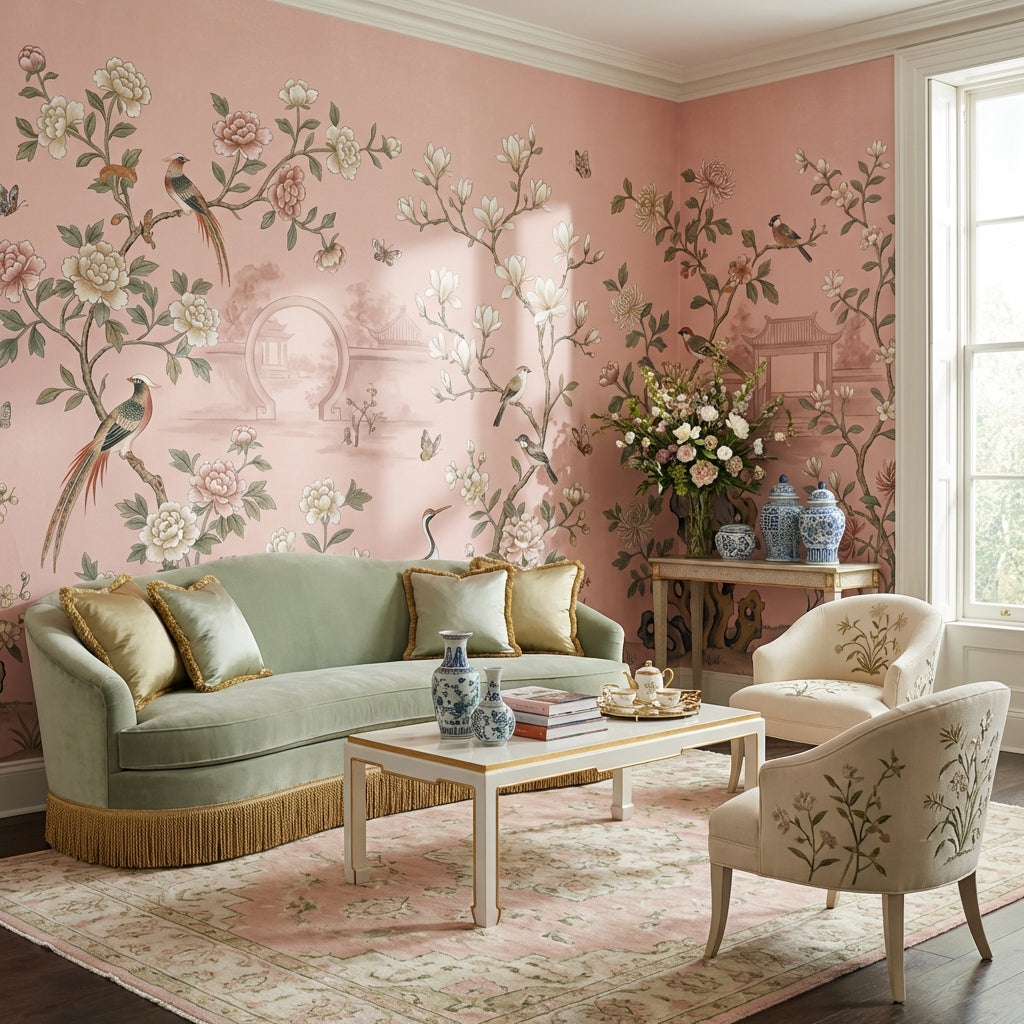 Oriental Wallpaper Birds Floral Wall Mural