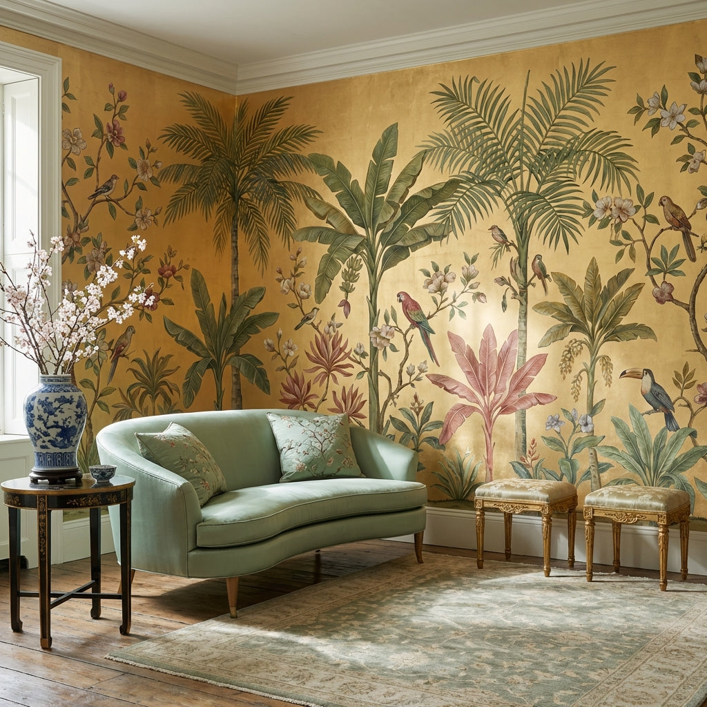 Tropical Birds Wallpaper Vintage Floral Wall Mural
