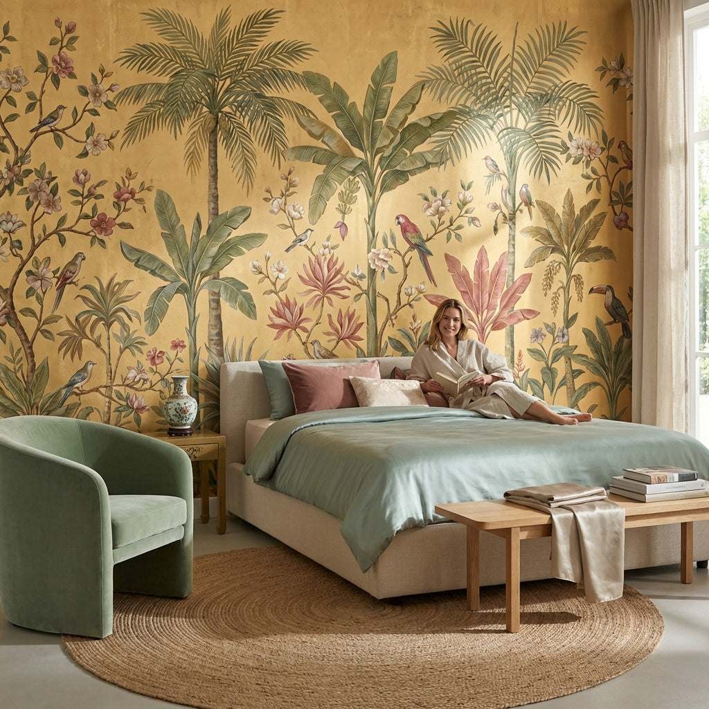 Tropical Birds Wallpaper Vintage Floral Wall Mural