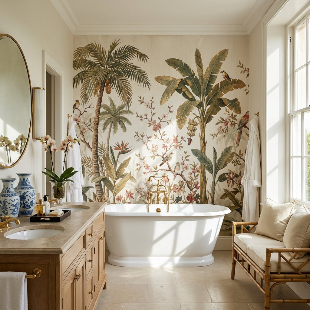 Tropical Birds Wallpaper Vintage Palm Wall Mural