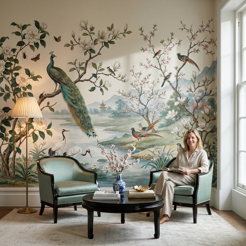 Asian Landscape Wallpaper Nature Traditional Wall Decor