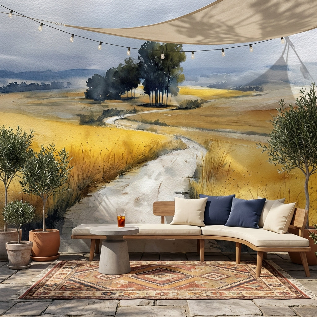 Cloudy Sky Wallpaper Trees Removable Scenic Wall Double Roll