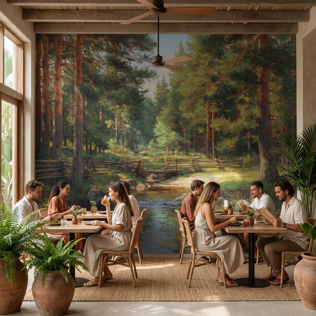 Forest Wallpaper Stream Rustic Removable Wall Decor