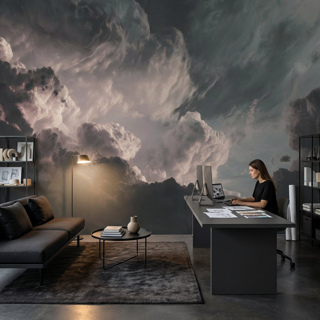 Dramatic Sky Wallpaper Clouds Removable Atmospheric Wall Decor