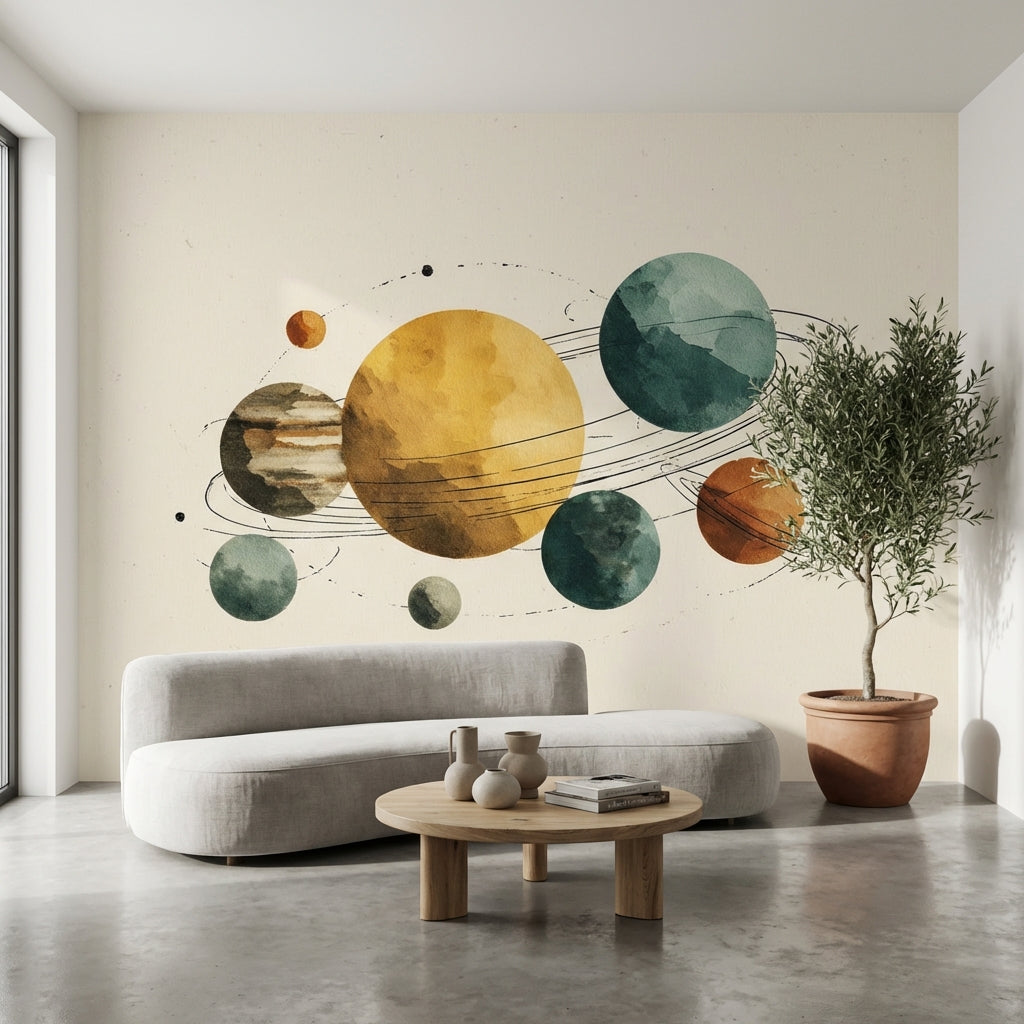 Planets Wallpaper Solar System Removable Abstract Wall Decor