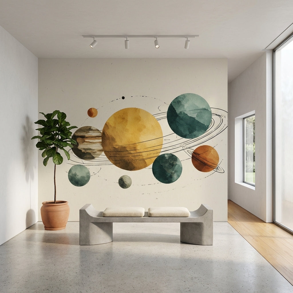 Planets Wallpaper Solar System Removable Abstract Wall Decor