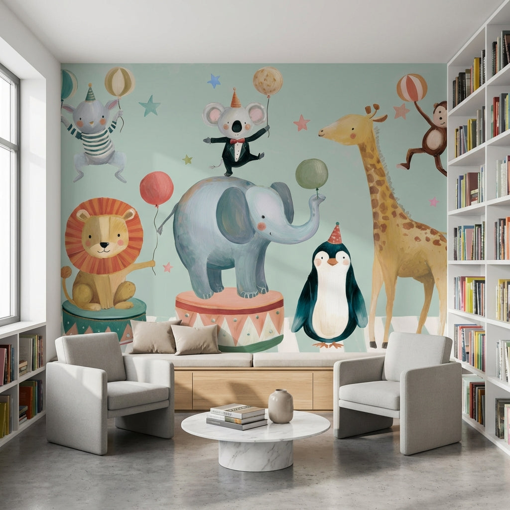 Whimsical Wallpaper Animals Removable Circus Wall Double Roll