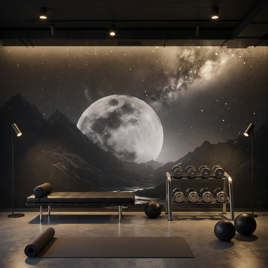 Starry Night Wallpaper Moon Removable Mountain Wall Mural