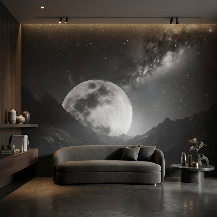 Starry Night Wallpaper Moon Removable Mountain Wall Mural