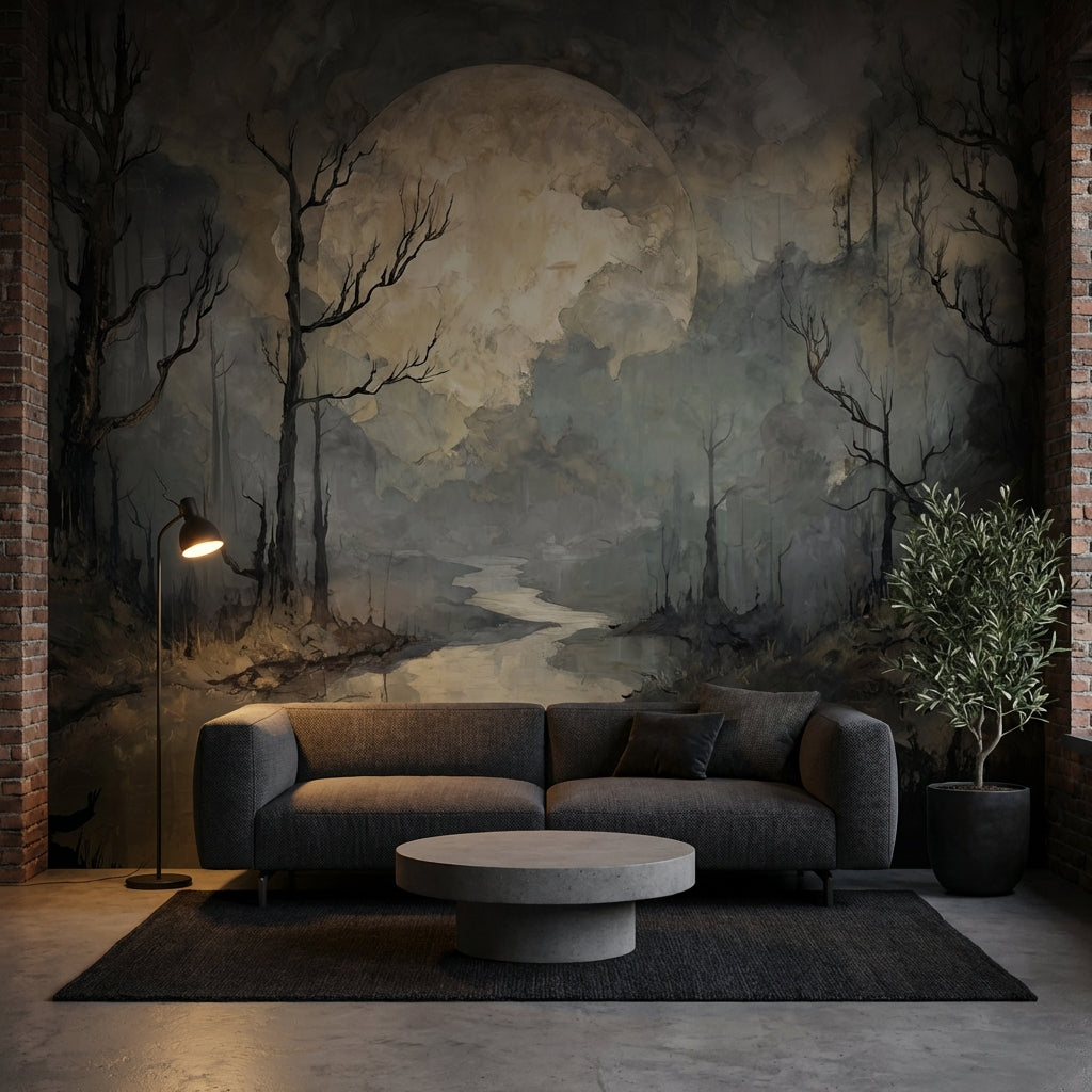 Ethereal Landscape Wallpaper Moon Abstract Wall Decor