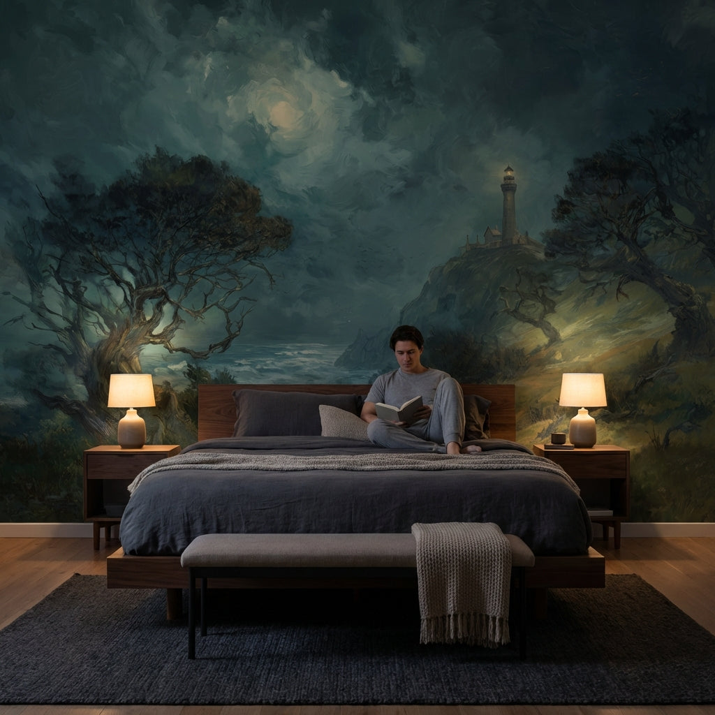 Lighthouse Coastal Wallpaper Moody Traditional Wall Decor