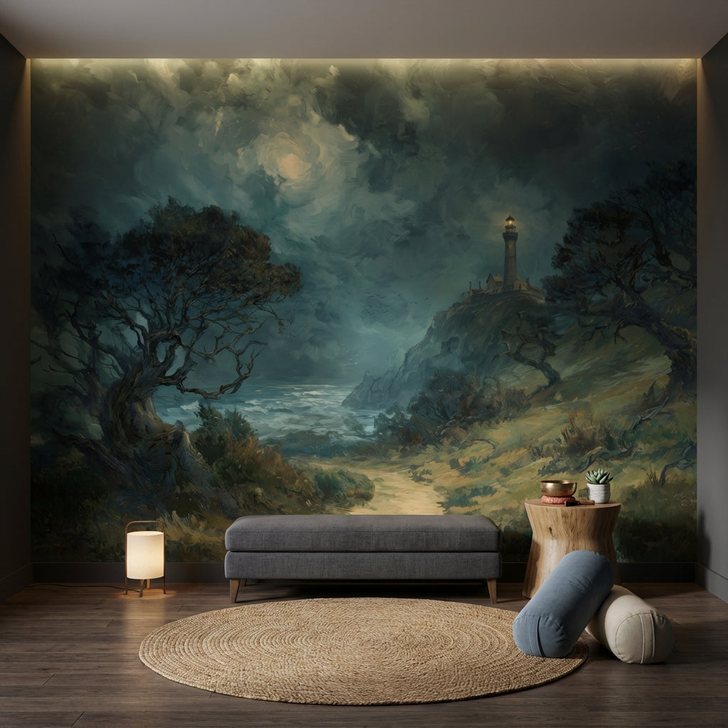 Lighthouse Coastal Wallpaper Moody Traditional Wall Decor