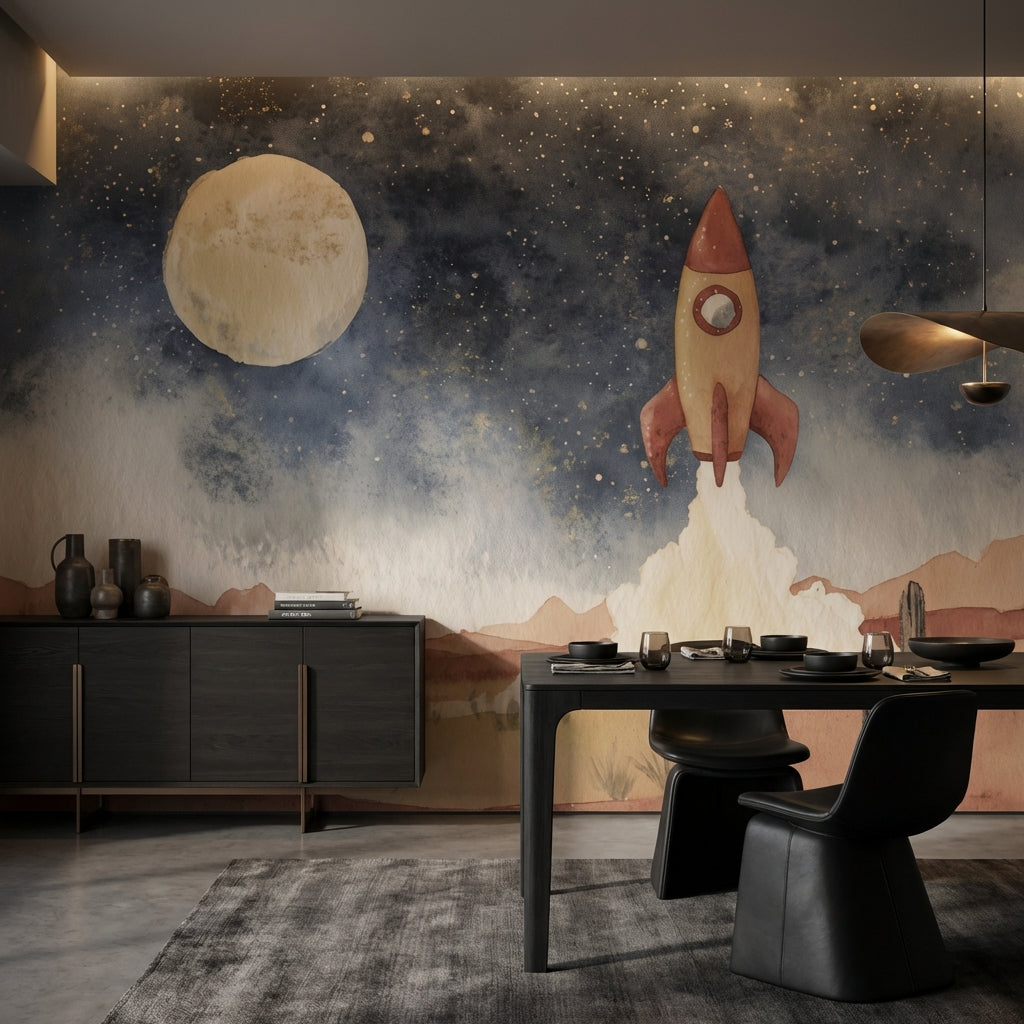 Starry Night Wallpaper Desert Cactus Wall Mural