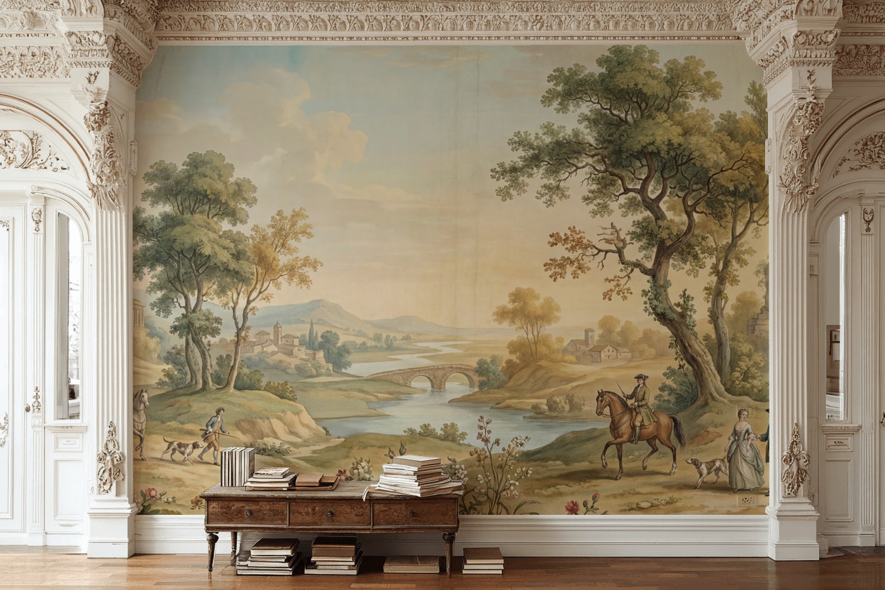 Pastoral Landscape Wallpaper Classical Serene Wall Mural