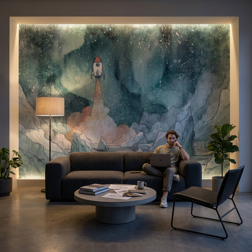 Space Wallpaper Rocket Removable Dreamy Wall Double Roll