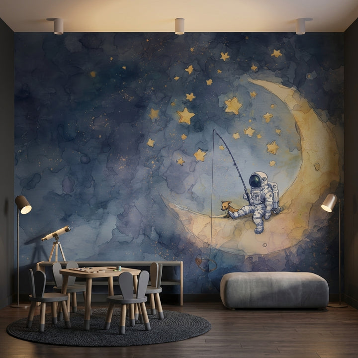 Astronaut Wallpaper Moon Stars Removable Wall Decor