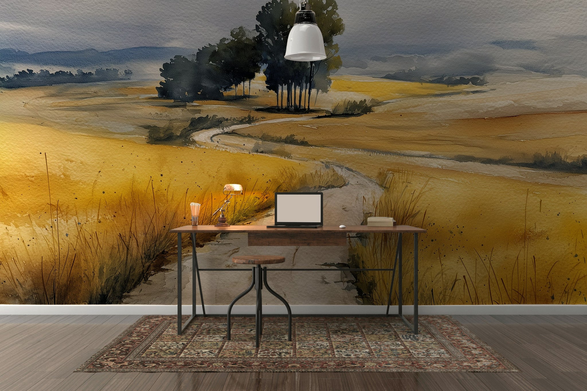 Cloudy Sky Wallpaper Trees Removable Scenic Wall Double Roll