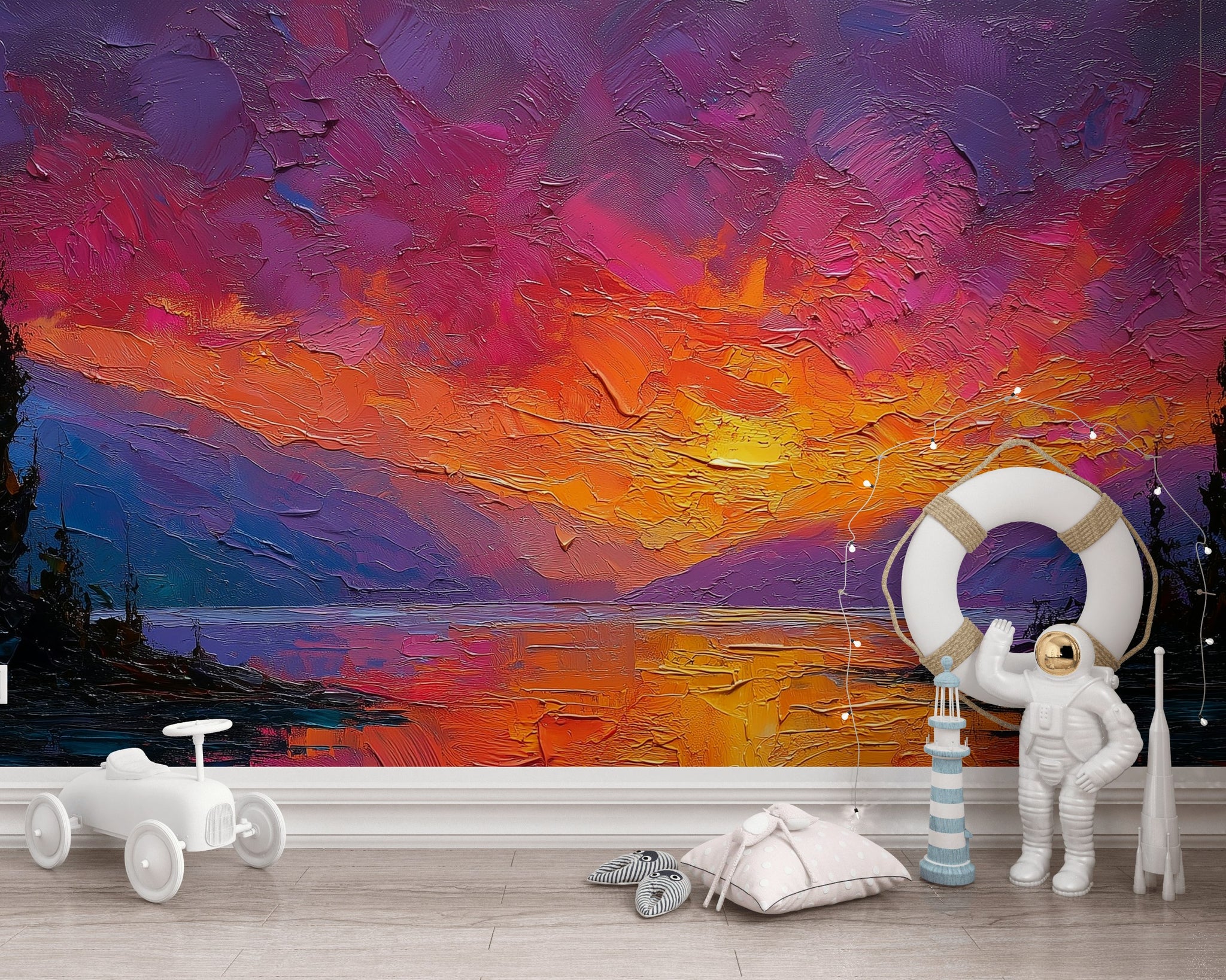 Sunset Wallpaper Abstract Removable Vibrant Wall Decor