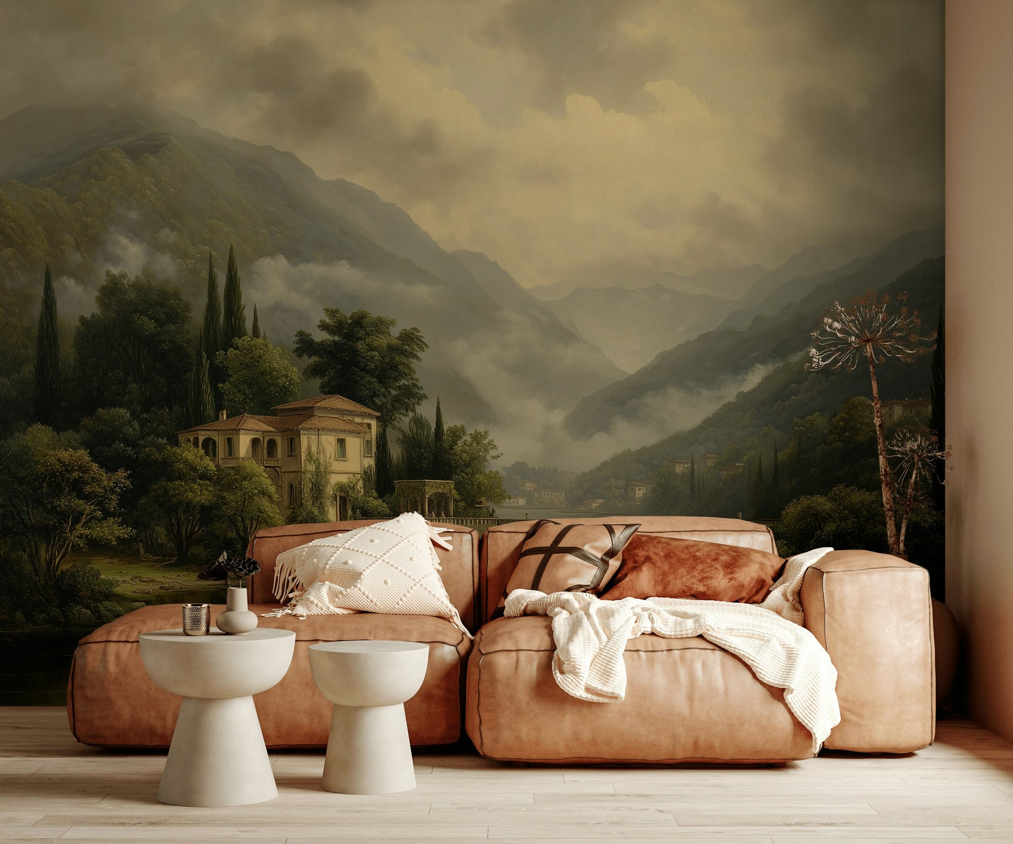 Traditional Villa Wallpaper Bridge Serene Wall Art