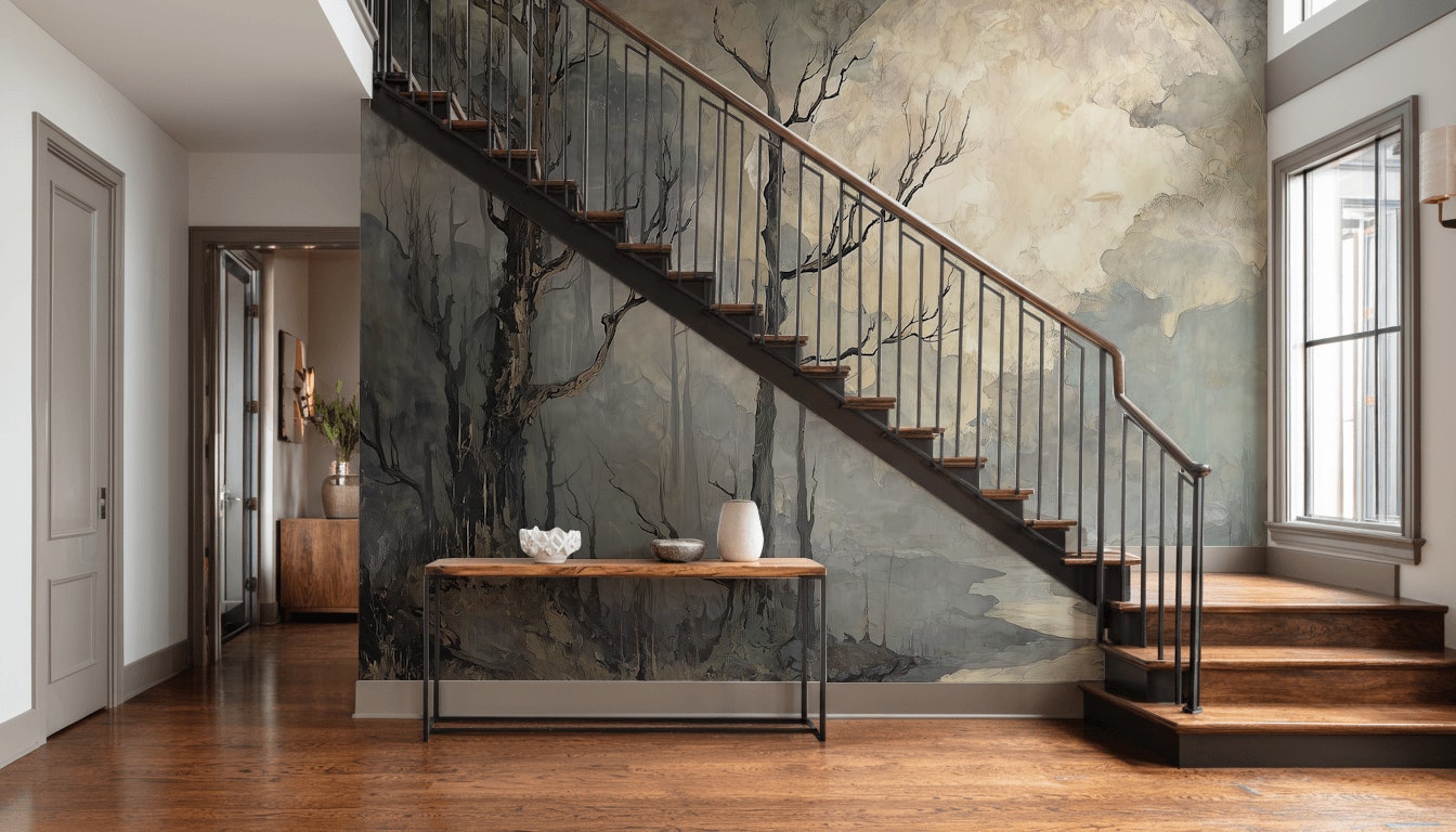 Ethereal Landscape Wallpaper Moon Abstract Wall Decor