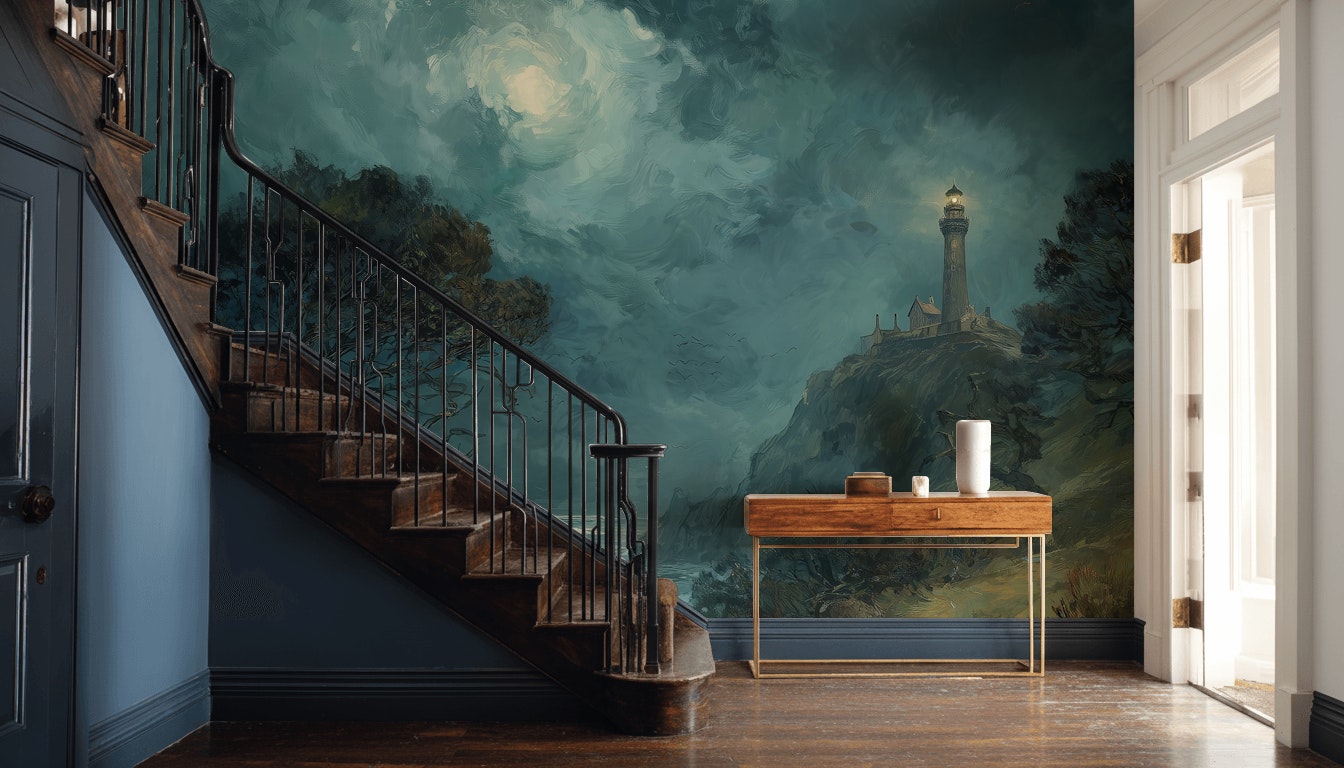 Lighthouse Coastal Wallpaper Moody Traditional Wall Decor