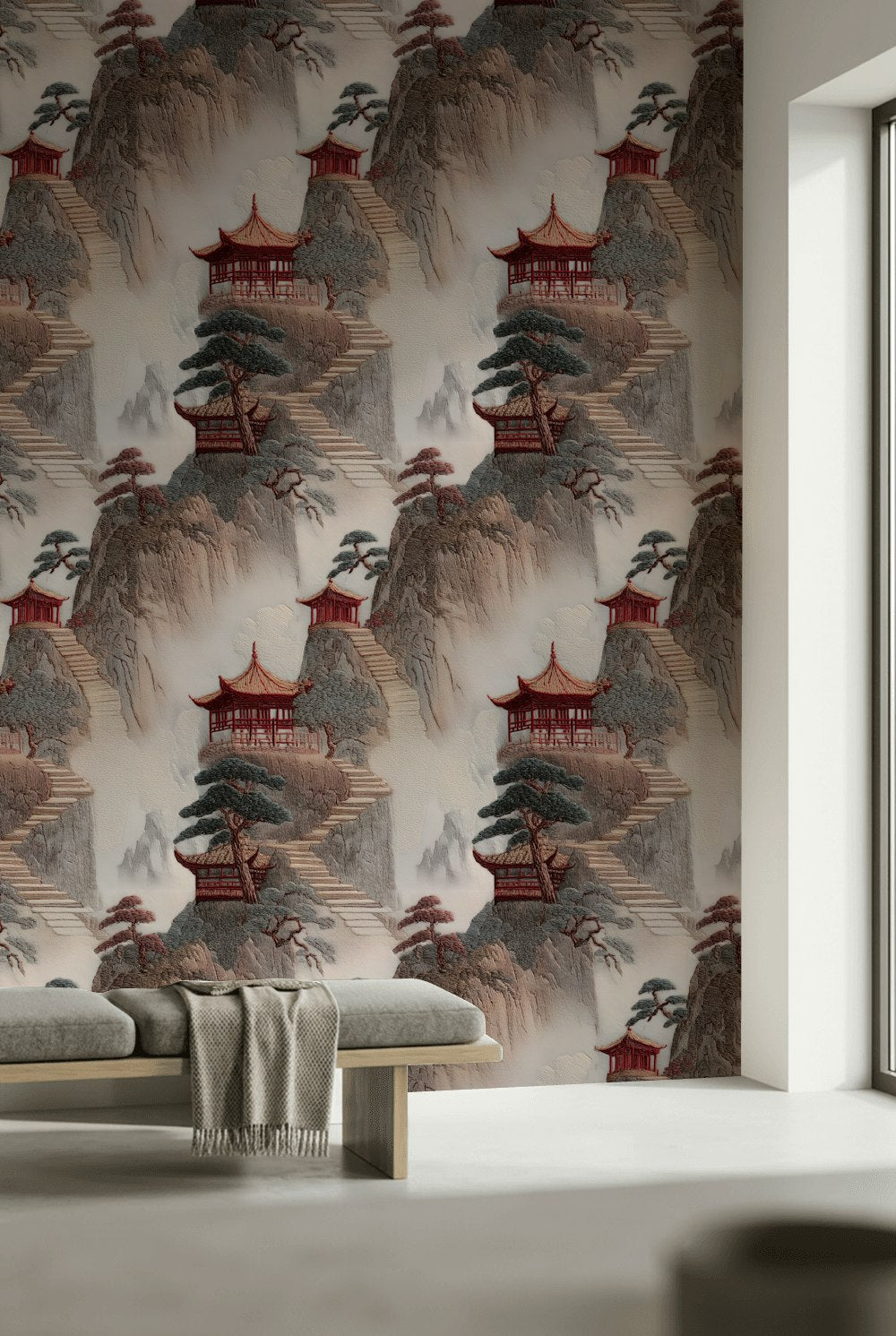 Asian Landscape Wallpaper Pagoda Serene Wall Mural
