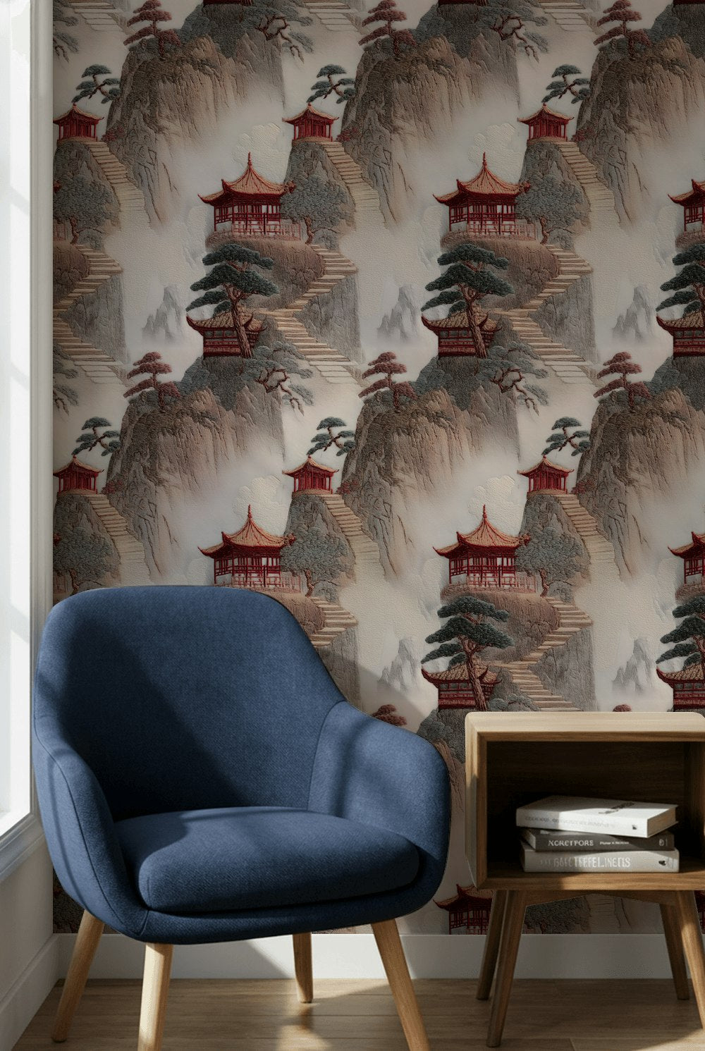 Asian Landscape Wallpaper Pagoda Serene Wall Mural