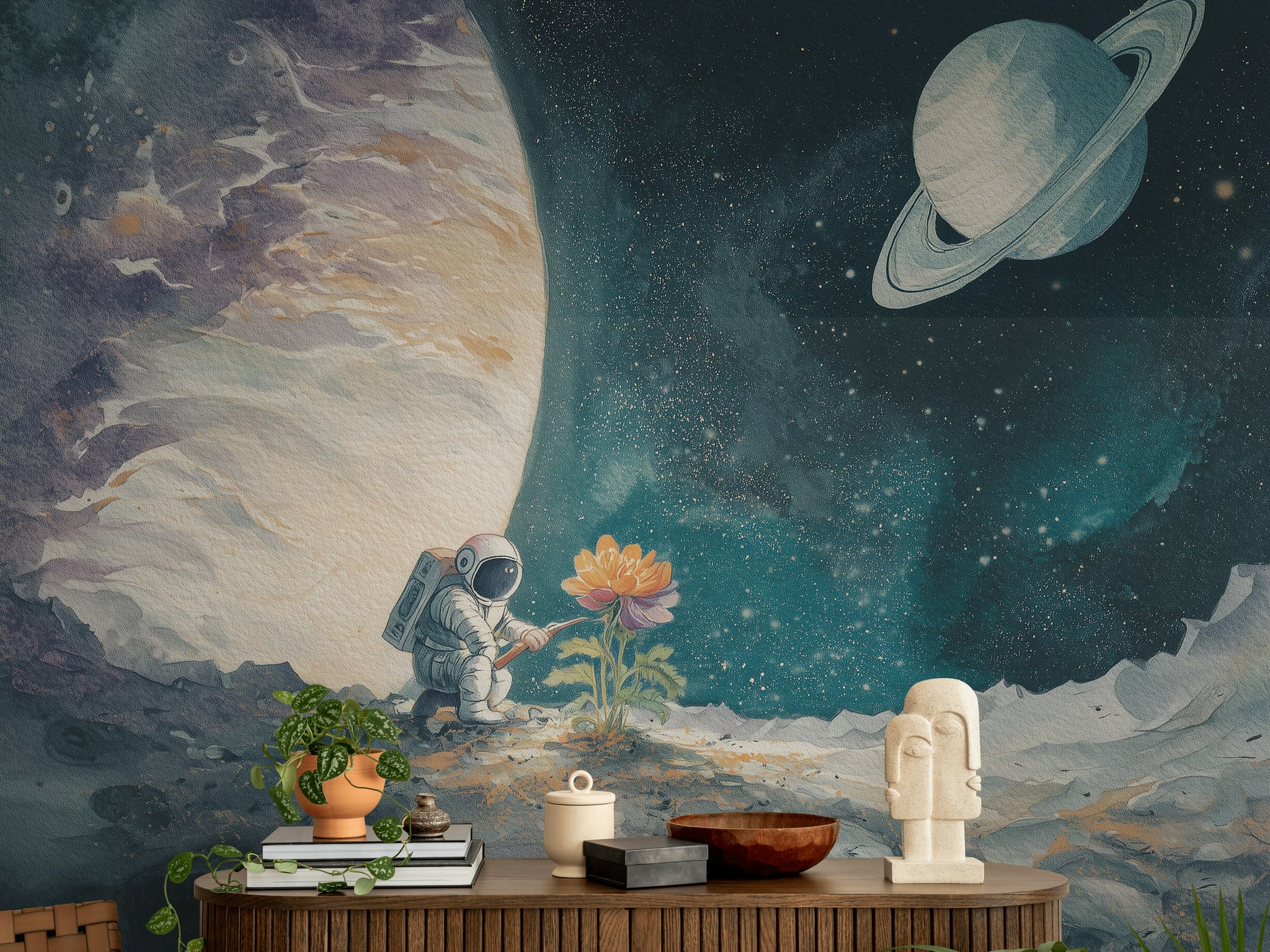 Space Exploration Wallpaper Astronaut Removable Cosmic Wall Double Roll