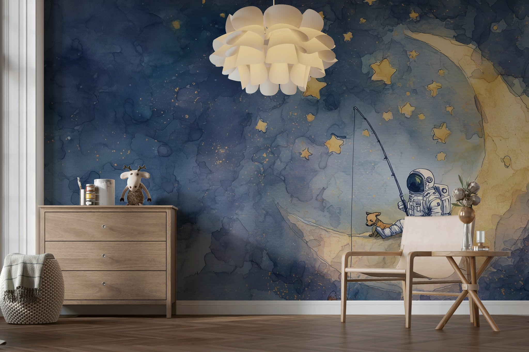 Astronaut Wallpaper Moon Stars Removable Wall Decor