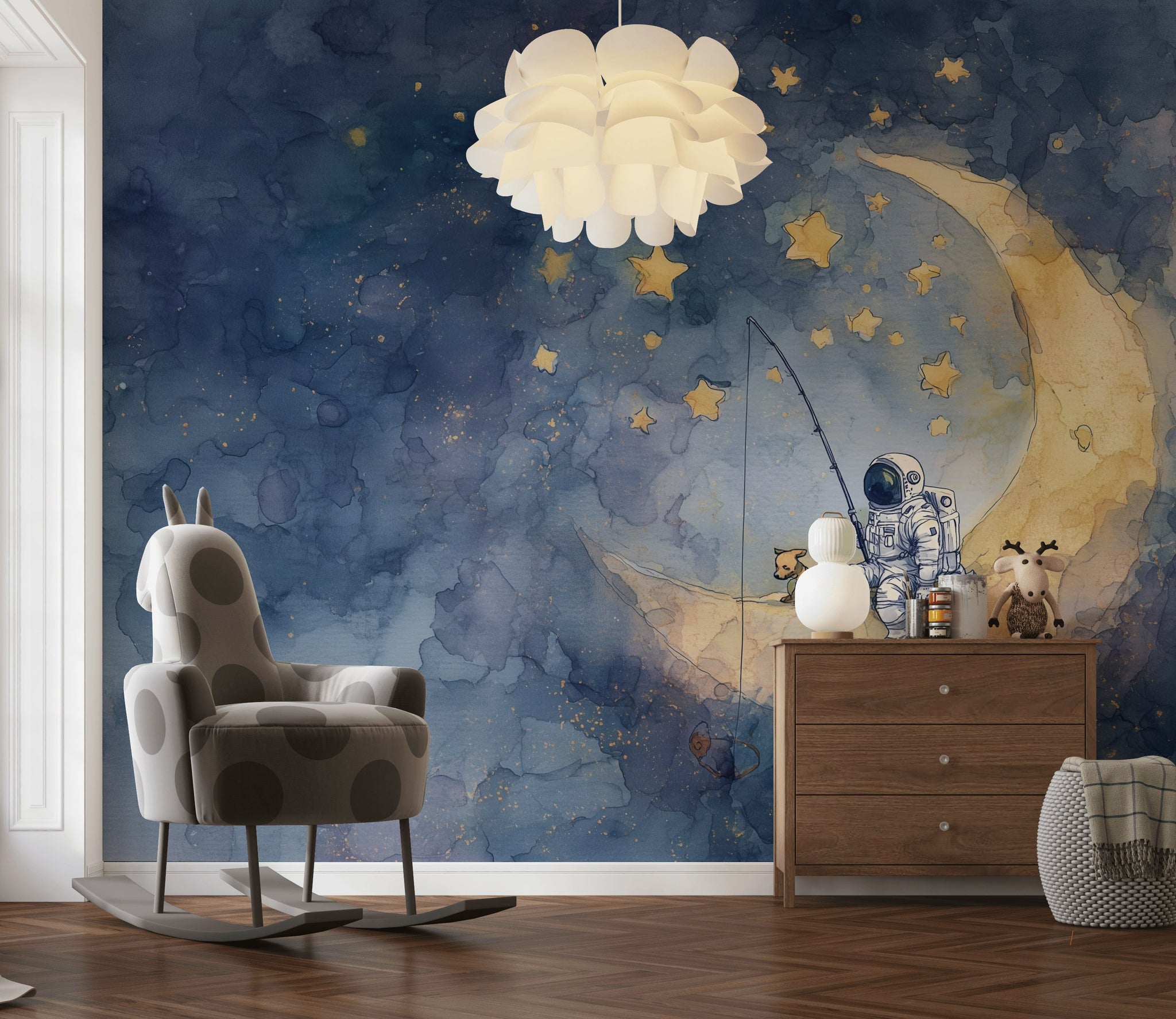 Astronaut Wallpaper Moon Stars Removable Wall Decor