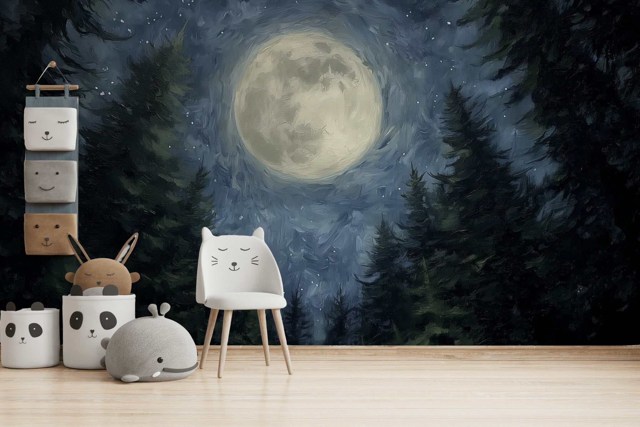 Mystical Moon Wallpaper Forest Removable Night Wall Double Roll