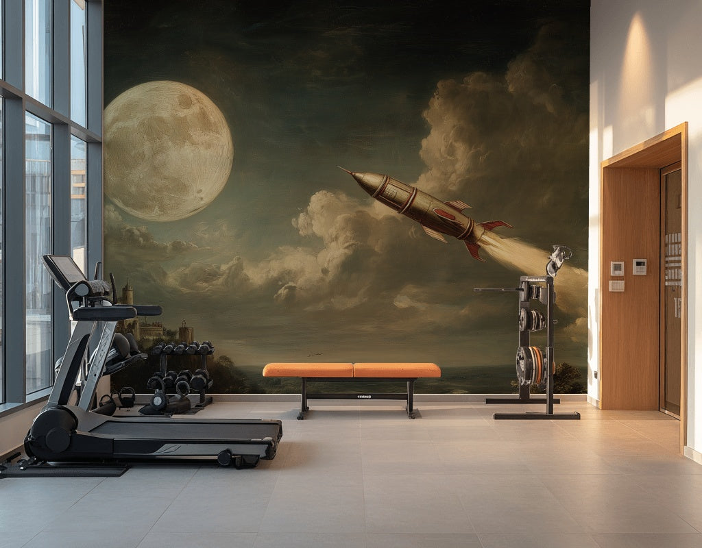 Moon Wallpaper Rocket Removable Castle Wall Mural