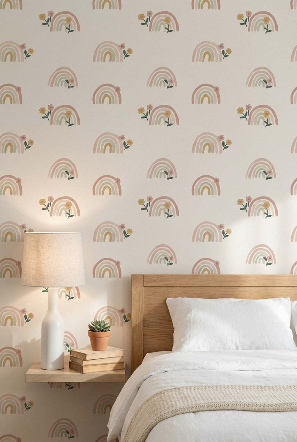 Rainbow Wallpaper Floral Whimsical Decorative Mural