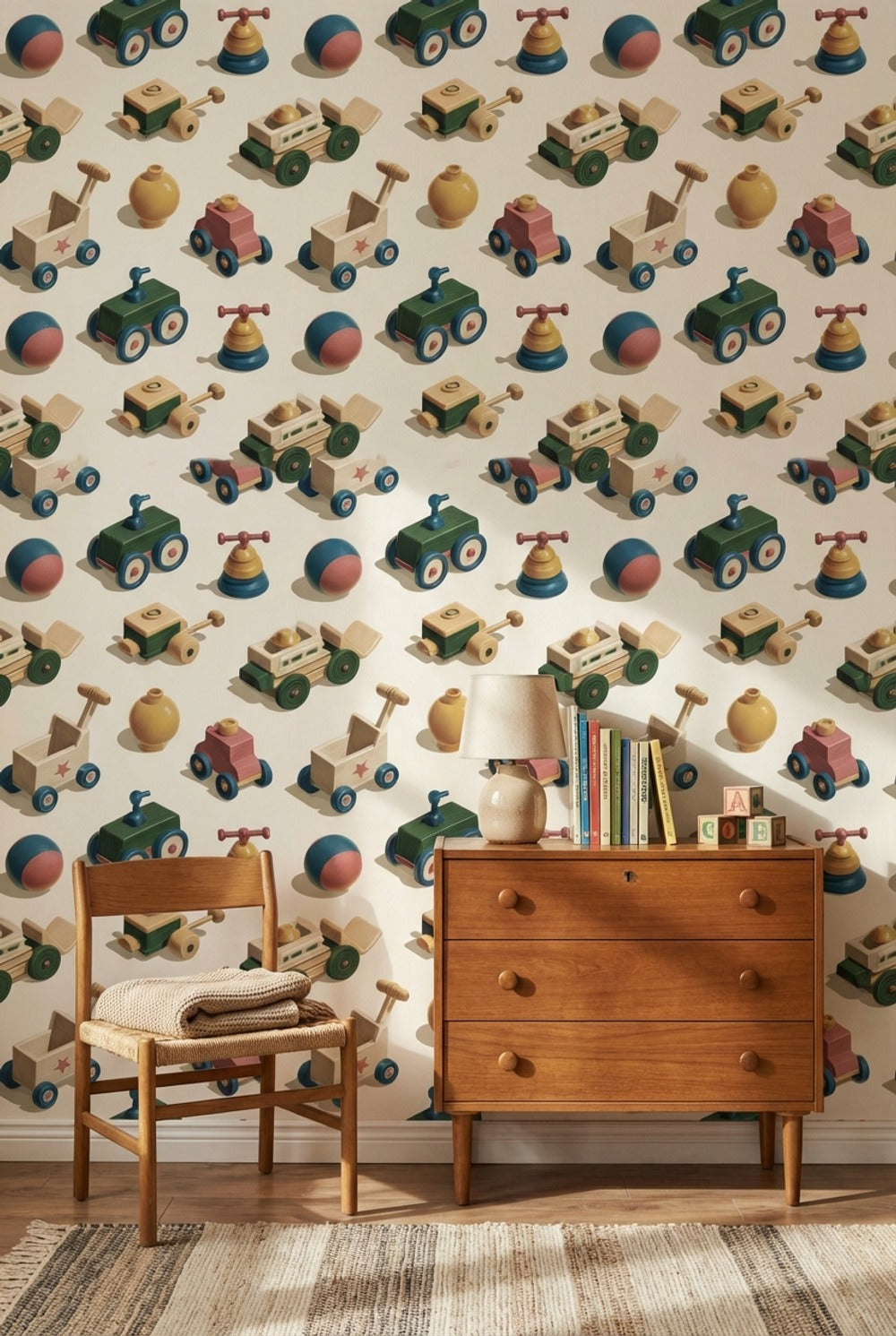 Vintage Toys Wallpaper Geometric Abstract Mural
