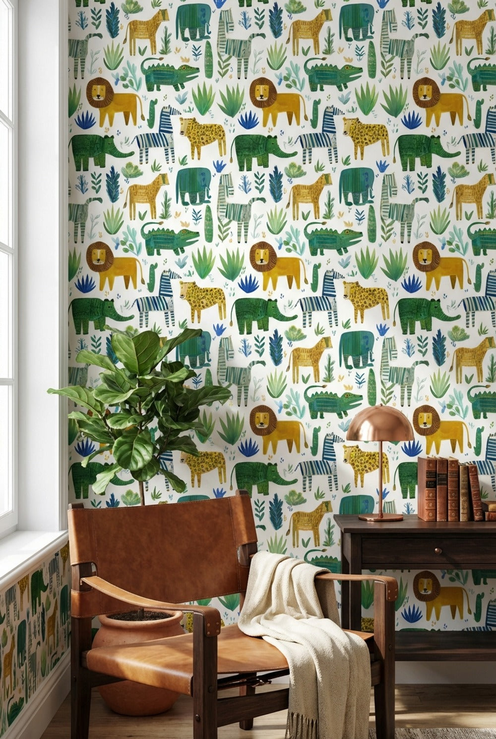 Shades Of Green Wallpaper Animals Fun Wall Decor