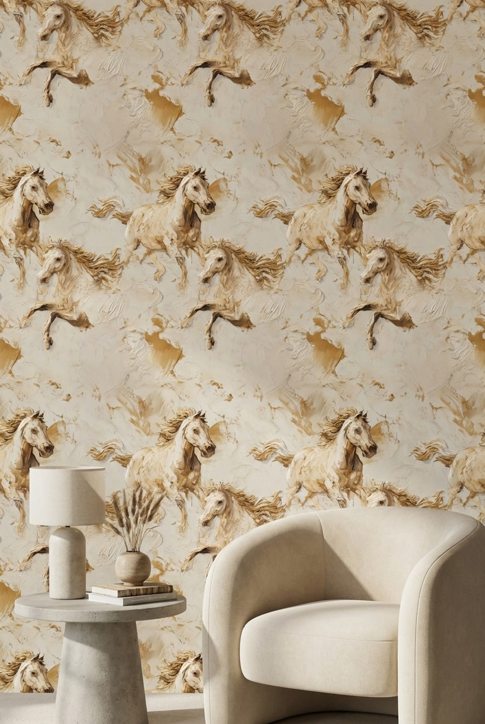 Dynamic Horses Wallpaper Abstract Textured Decorative Mural