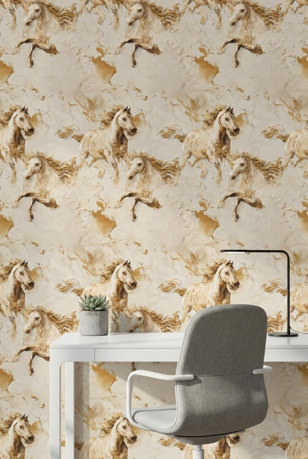 Dynamic Horses Wallpaper Abstract Textured Decorative Mural