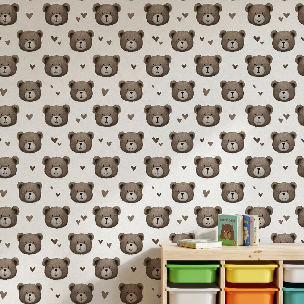 Bear Wallpaper Hearts Cute Wall Decor