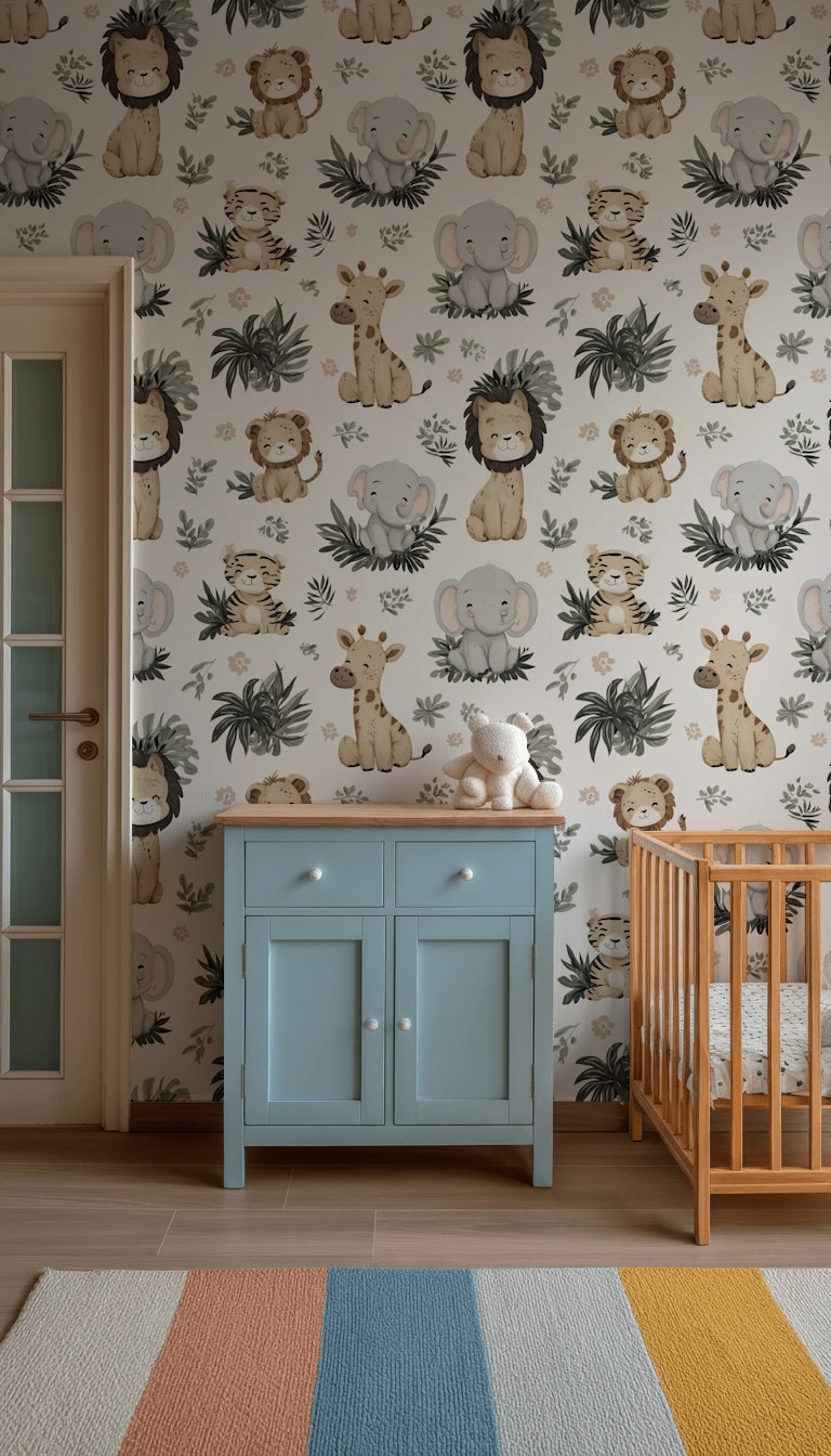 Animals Wallpaper Cartoon Playful Decorative Mural