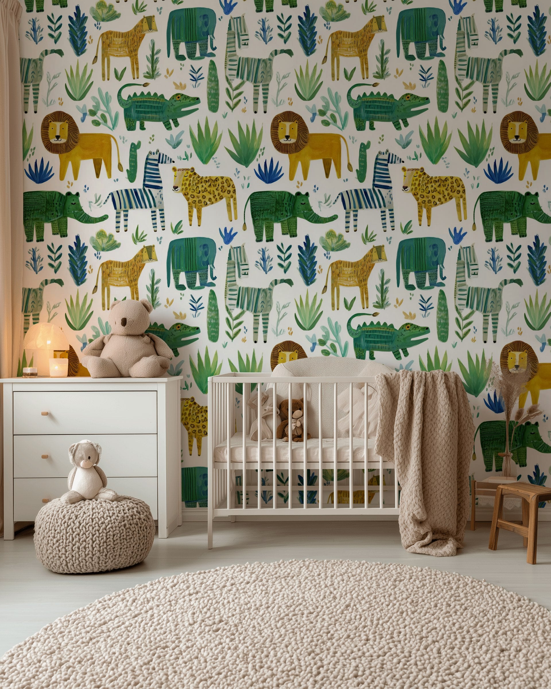 Shades Of Green Wallpaper Animals Fun Wall Decor