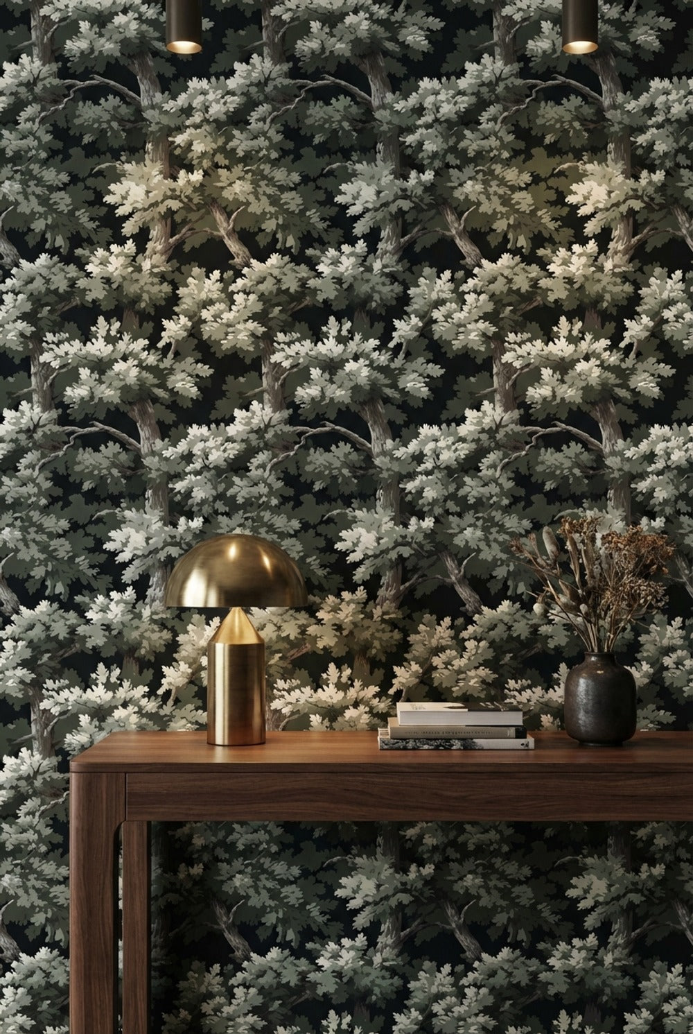 Shades Of Green Wallpaper Tree Branches Natural Wall Decor