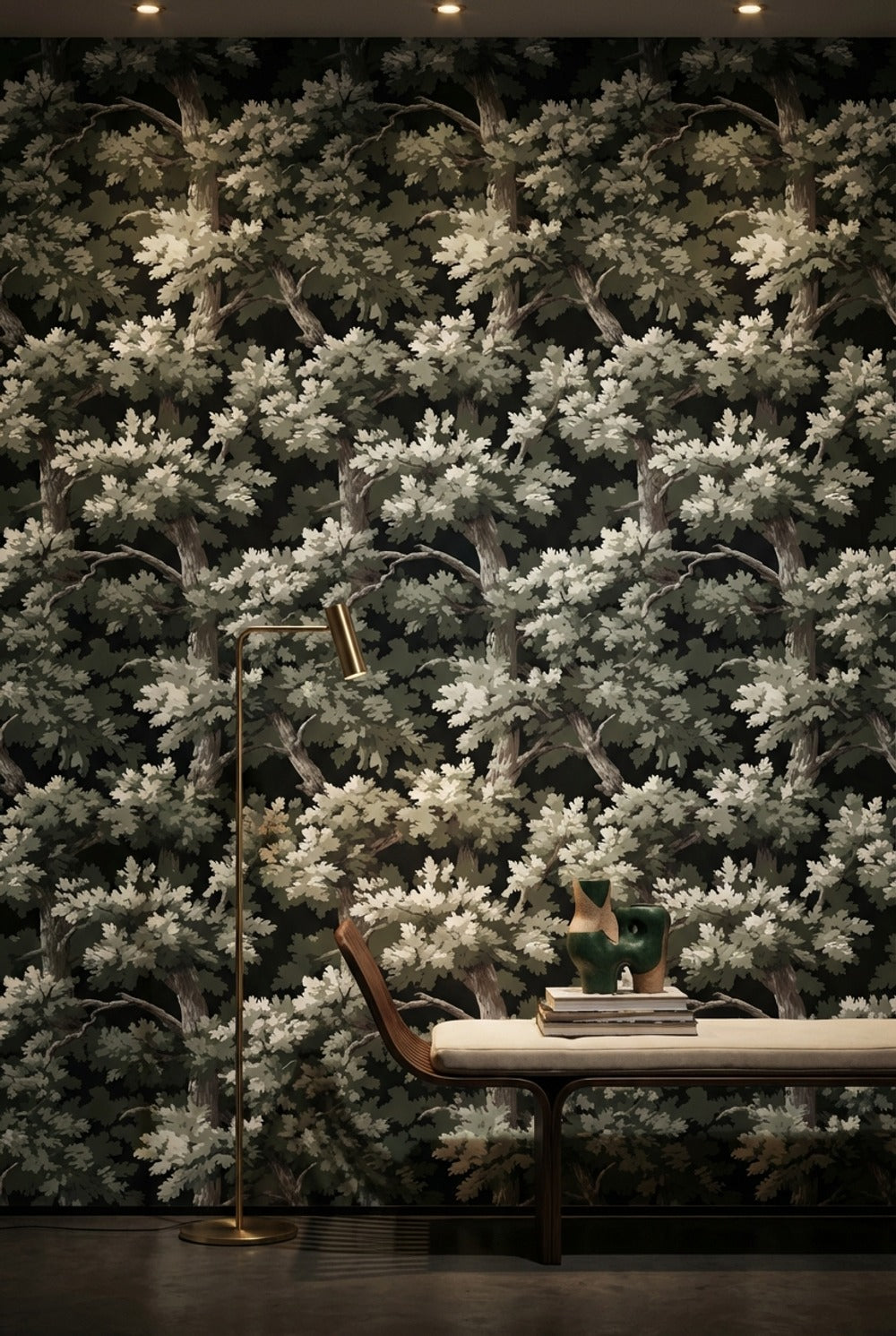 Shades Of Green Wallpaper Tree Branches Natural Wall Decor
