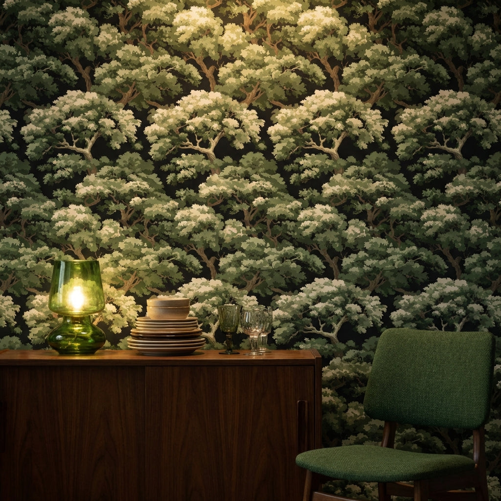 Shades Of Green Wallpaper Trees Natural Decorative Mural