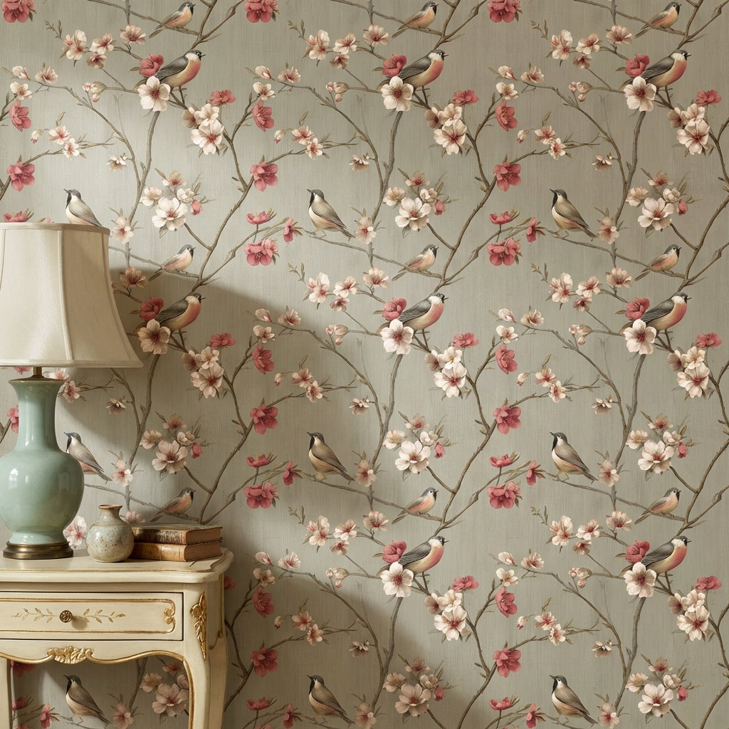 Vintage Birds Wallpaper Floral Removable Nature Wall Mural