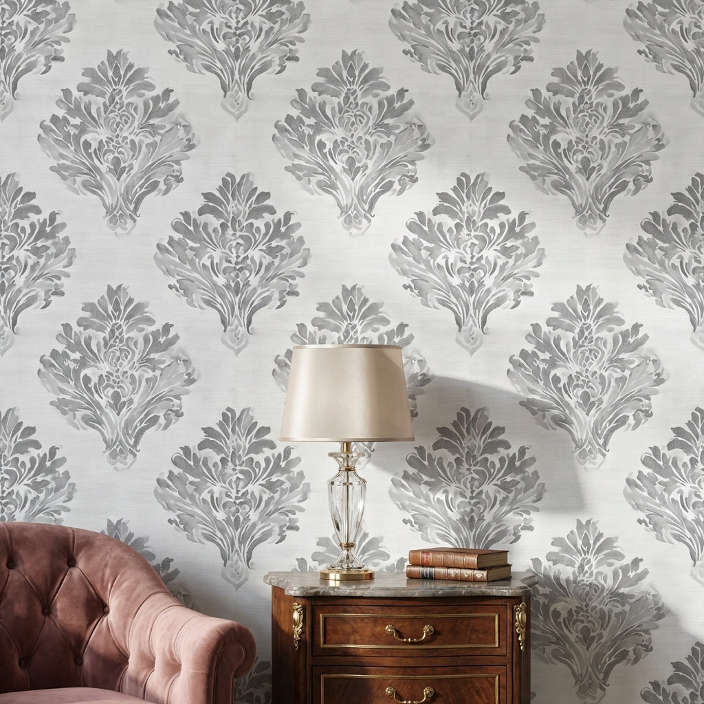 Damask Wallpaper Floral Traditional Removable Wall Decor